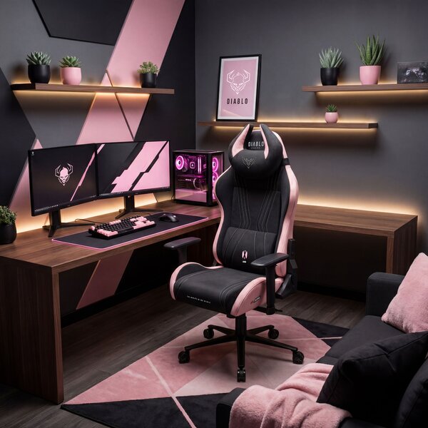 Látková herná stolička čierno-ružová Diablo X-Horn 2.0 Akira Pink Normal