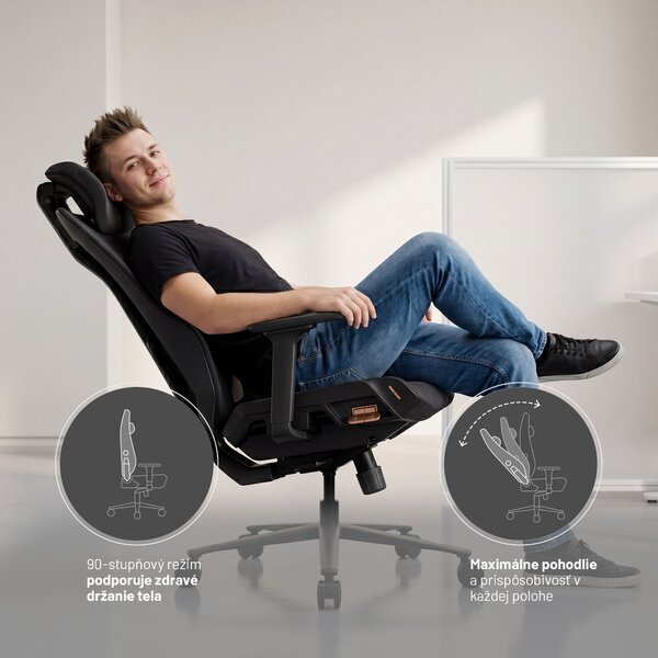 Ergonomická kancelárska stolička čierna V-Flash Ultra Black