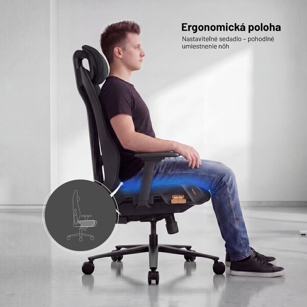 Ergonomická kancelárska stolička čierna V-Flash Ultra Black