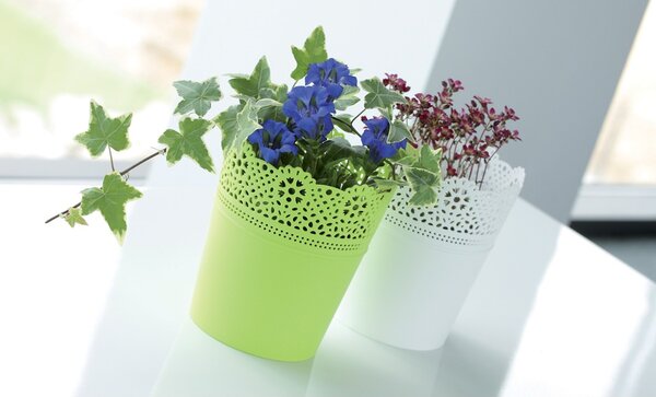 Prosperplast Kvetináč s čipkou Lace biely, variant 18 cm