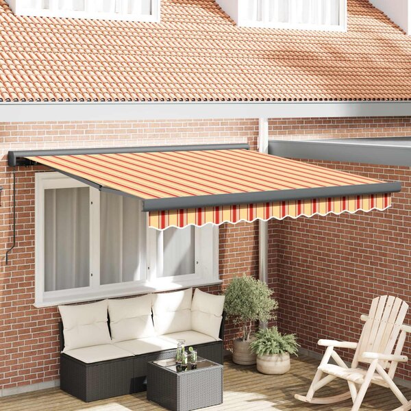 Maison Exclusive – Manuálna markíza, 3,5 x 2,5 m, žlto-oranžový prúžkovaný vzor