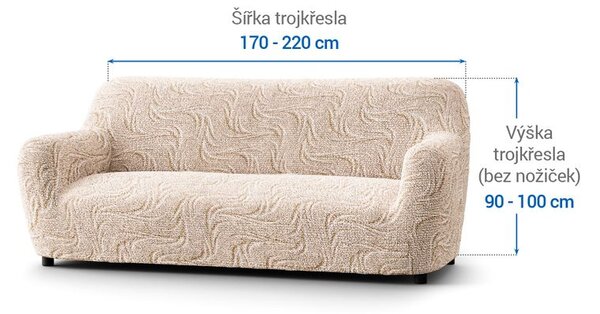 Bielastické poťahy BRILLANTE béžové trojkreslo (š. 170 - 220 cm)