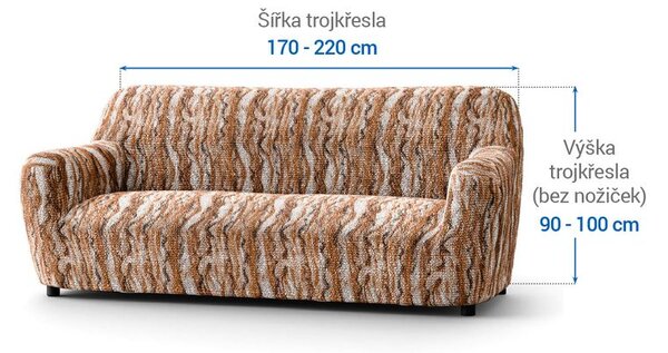 Bielastické poťahy OCEANO NOVÉ tehlové trojkreslo (š. 170 - 220 cm)