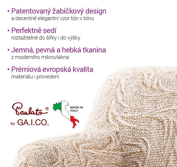 Bielastické poťahy BRILLANTE béžové trojkreslo (š. 170 - 220 cm)