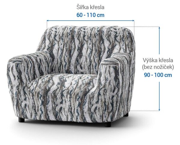 Bielastické poťahy OCEANO NOVÉ šedo-modré kreslo (š. 60 - 110 cm)