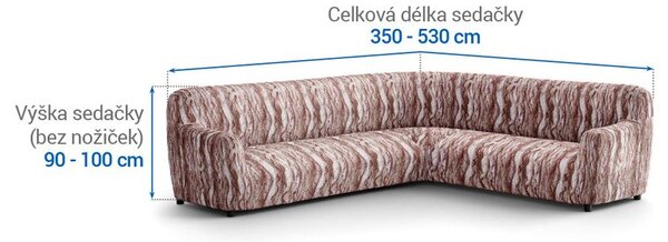 Bielastické poťahy OCEANO NOVÉ hnedo-vínové rohová sedačka (š. 350 - 530 cm)