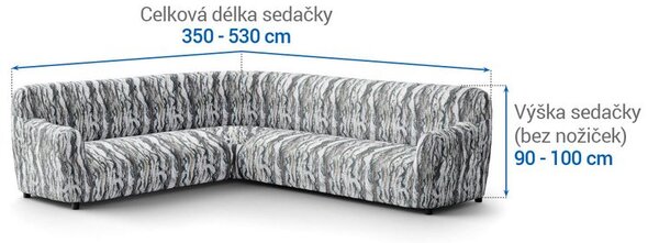 Bielastické poťahy OCEANO NOVÉ šedo-modré rohová sedačka (š. 350 - 530 cm)