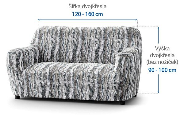Bielastické poťahy OCEANO NOVÉ šedo-modré dvojkreslo (š. 120 - 160 cm)