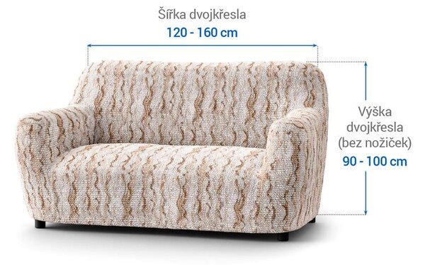 Bielastické poťahy OCEANO NOVÉ béžové dvojkreslo (š. 120 - 160 cm)