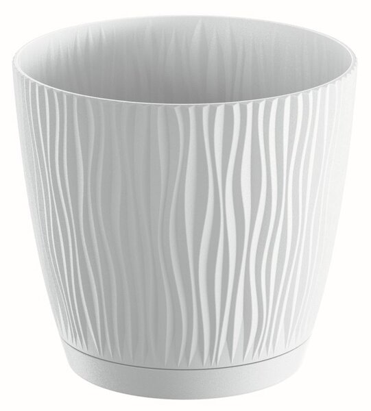 Prosperplast Kvetináč Sandy s miskou biely, variant 16,8 cm