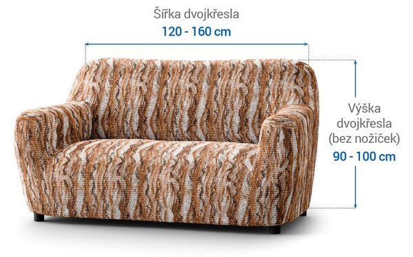 Bielastické poťahy OCEANO NOVÉ tehlové dvojkreslo (š. 120 - 160 cm)
