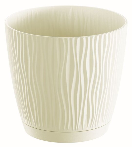 Prosperplast Kvetináč Sandy s miskou krémový, variant 16,8 cm