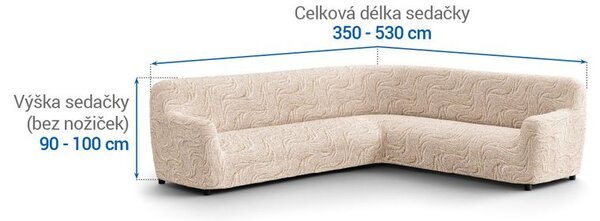 Bielastické poťahy BRILLANTE béžové rohová sedačka (š. 350 - 530 cm)