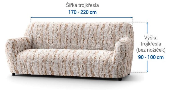 Bielastické poťahy OCEANO NOVÉ béžové trojkreslo (š. 170 - 220 cm)