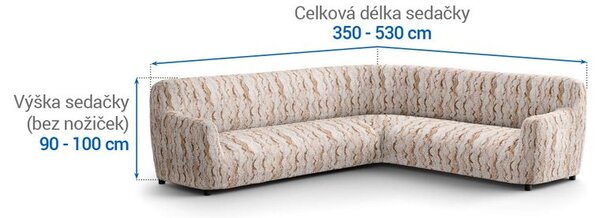 Bielastické poťahy OCEANO NOVÉ béžové rohová sedačka (š. 350 - 530 cm)