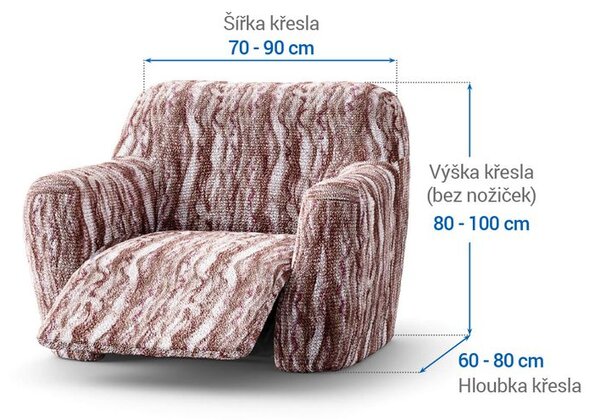 Bielastické poťahy OCEANO NOVÉ hnedo-vínové relaxačné kreslo (š. 70 - 90 cm)