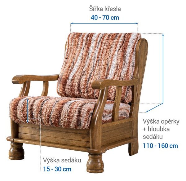 Bielastické poťahy OCEANO NOVÉ tehlové kreslo s drevenými rúčkami (š. 40 - 70 cm)