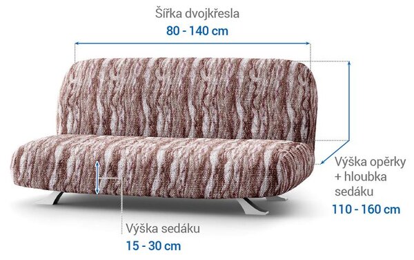 Bielastické poťahy OCEANO NOVÉ hnedo-vínové dvojkreslo s drevenými rúčkami (š. 80 -140 cm)