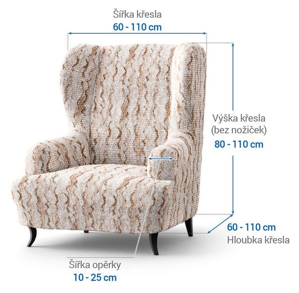 Bielastické poťahy OCEANO NOVÉ béžové kreslo ušiak (š. 60 - 110 cm)
