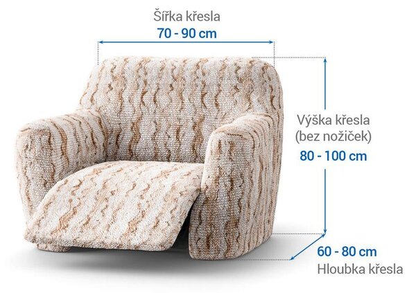 Bielastické poťahy OCEANO NOVÉ béžové relaxačné kreslo (š. 70 - 90 cm)