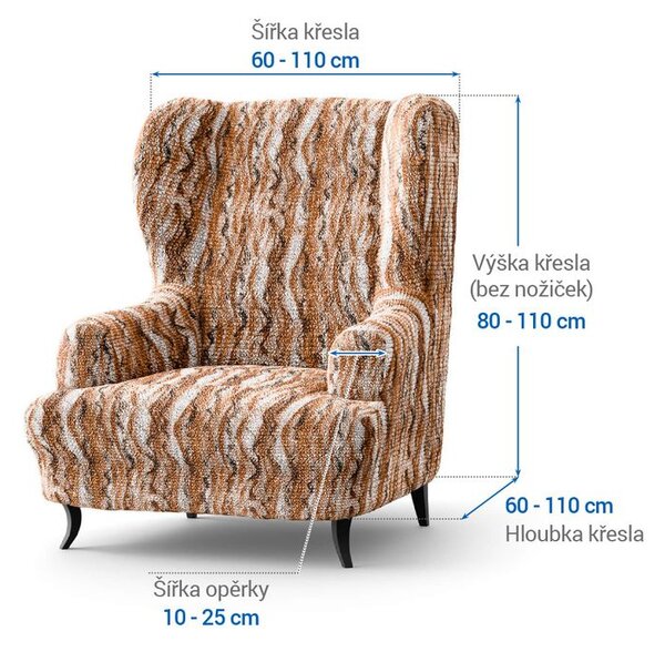 Bielastické poťahy OCEANO NOVÉ tehlové kreslo ušiak (š. 60 - 110 cm)