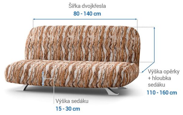 Bielastické poťahy OCEANO NOVÉ tehlové dvojkreslo s drevenými rúčkami (š. 80 -140 cm)