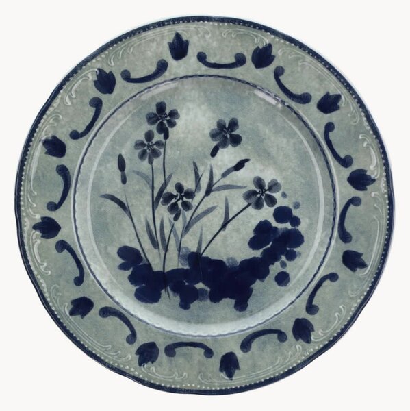 Porcelánové plytké taniere Vienna Gray Flowers, 6 ks