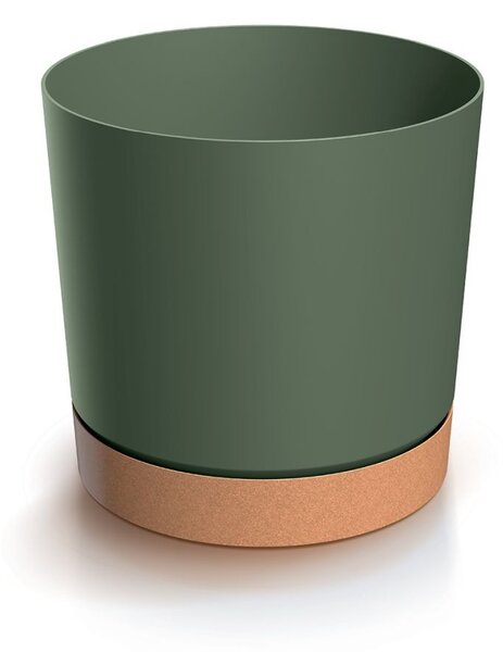 Prosperplast Kvetináč TUBOS PM s miskou tmavo zelený/hnedý, variant 14,8 cm