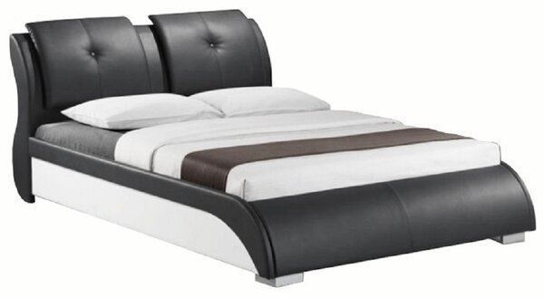 KONDELA Manželská posteľ, ekokoža čierna/biela, 160x200, TORENZO