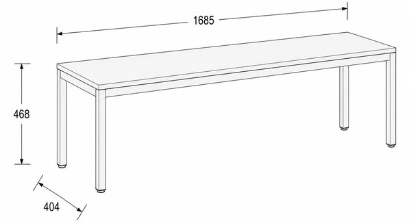 Lavica FRAME, biela podnož, 1685 x 404 x 468 mm, biela