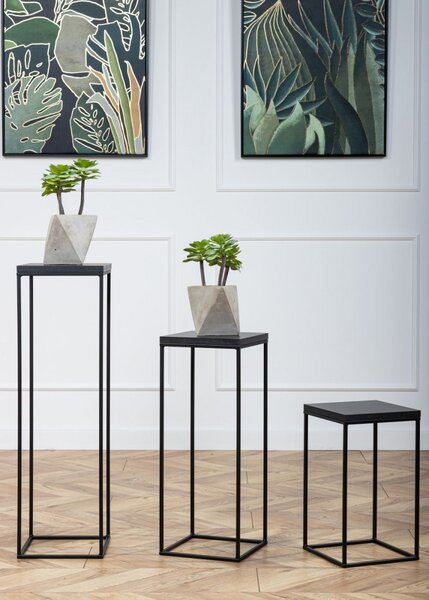 HowHomely Kvetinový stojan CHARR 80 cm čierny