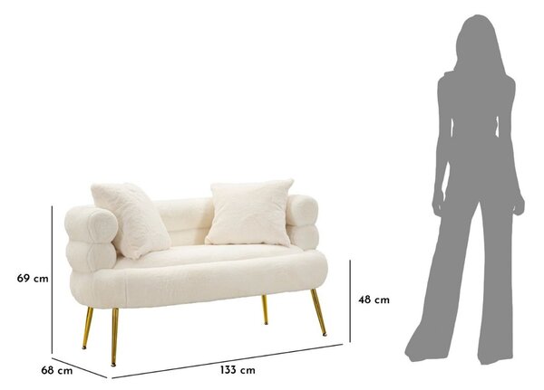 Dizajnová pohovka Harmony 133 cm biela / zlatá