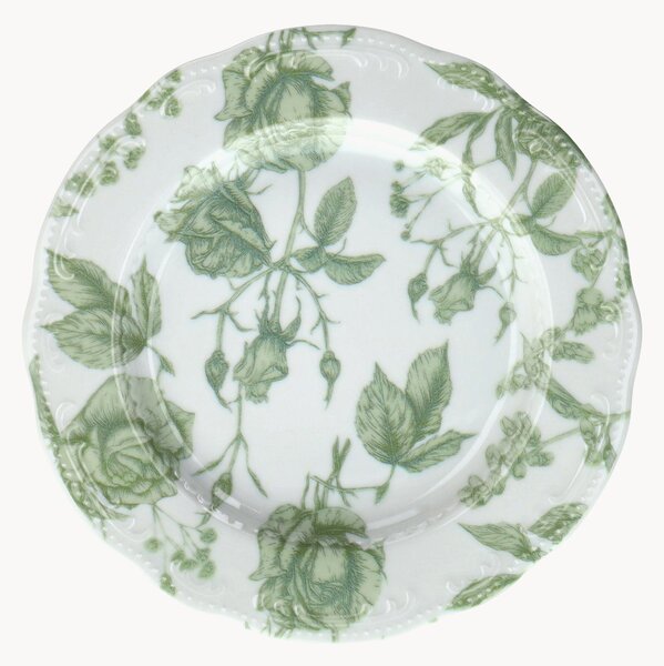 Porcelánový raňajkový tanier Vienna Green Roses