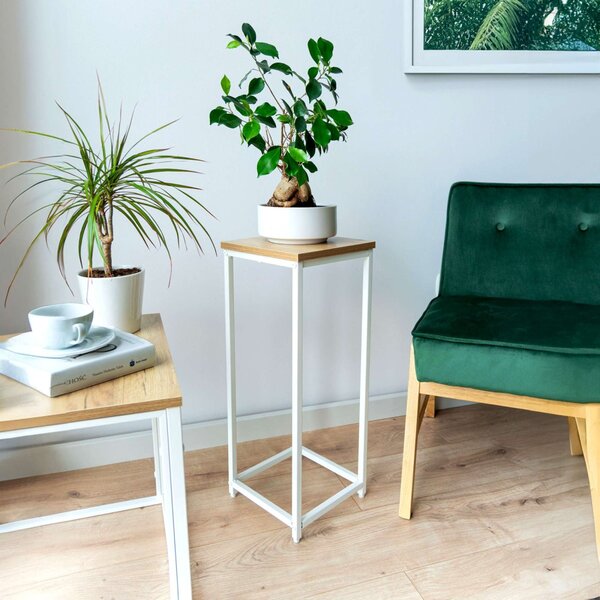 TZB Kvetinový stojan Loft Arben 60 cm biely/dub Craft