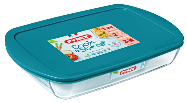 PYREXOVÁ SKLENENÁ NÁDOBA NA PEČENIE S VEKOM 4,9 L 40X27X7CM