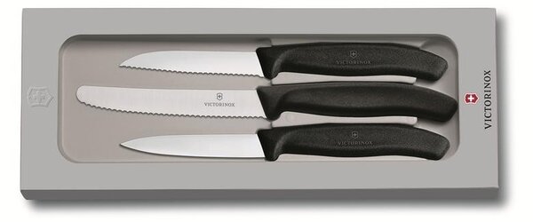 VICTORINOX Nože na zeleninu VICTORINOX sada 3ks čierne