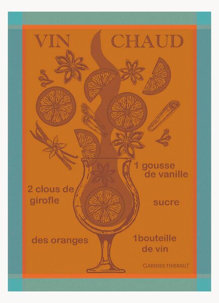 Žakárové kuchynské utierky Vin Chaud Mandarine, 4 ks