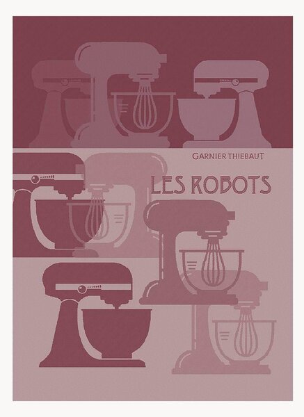 Žakárové kuchynské utierky Les Robots Framboise, 4 ks