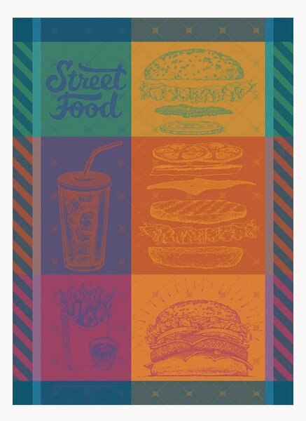 Žakárové kuchynské utierky Street Food Usa Gourmand, 4 ks