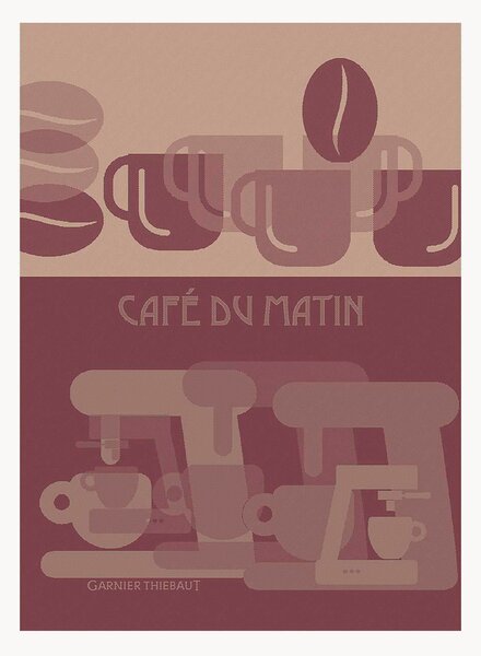 Žakárové kuchynské utierky Cafe Du Matin Palissandre, 4 ks