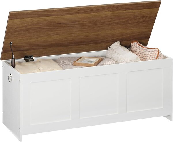 Lavica s úložným priestorom Vasagle Braisy 100 cm biela/orech