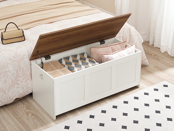 Lavica s úložným priestorom Vasagle Braisy 100 cm biela/orech
