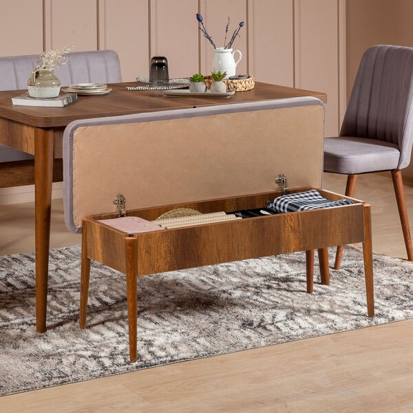 Kalune Design Lavica VINA I s úložným priestorom 110 cm orech/šedá