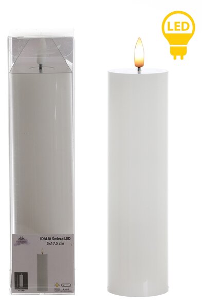 Mondex LED sviečka IDALIA 21 cm biela