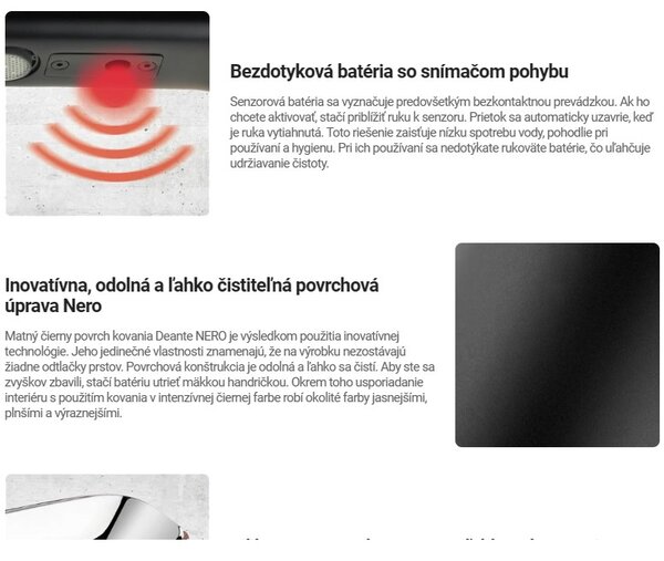 Deante Sense, bezdotyková umývadlová batéria s reguláciou teploty, napájanie 230/6V, čierna matná, DEA-BQR_N29V