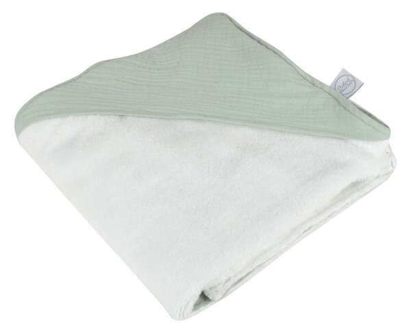 Zelená mušelínová detská osuška s kapucňou 75x75 cm – Bébé Douceur
