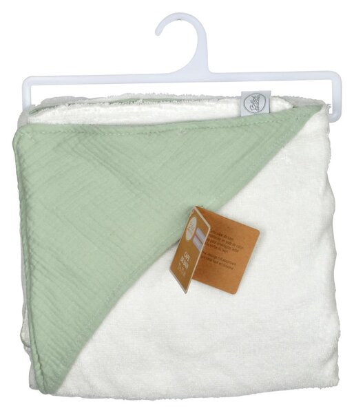 Zelená mušelínová detská osuška s kapucňou 75x75 cm – Bébé Douceur
