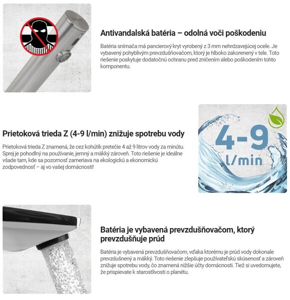 Deante Sense, bezdotyková umývadlová batéria s reguláciou teploty, napájanie 230/6V, čierna matná, DEA-BQR_N29V