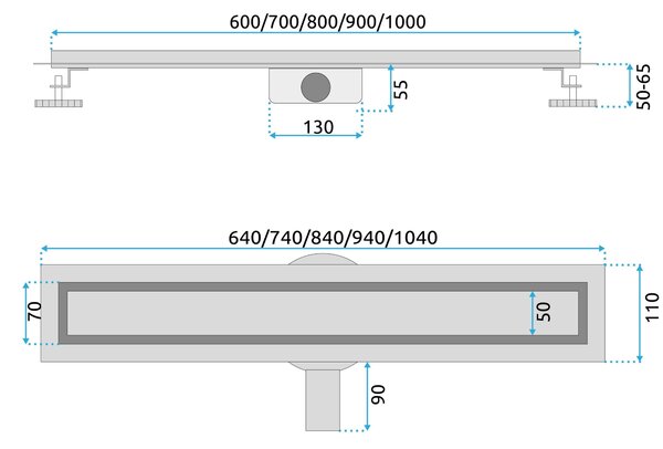 Lineárny odtokový žľab Rea Neox Pro 80 cm zlatý