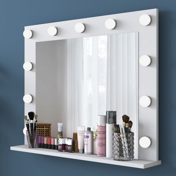 Kalune Design Toaletný stolík Melissa 03 s LED zrkadlom biely/čirý